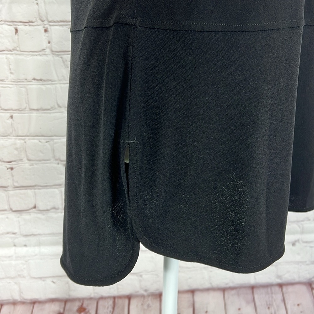 Lauren Ralph Lauren Medium Top Shirt Black Solid Scoop Neck Keyhole 3/4 Sleeve - Picture 4 of 7